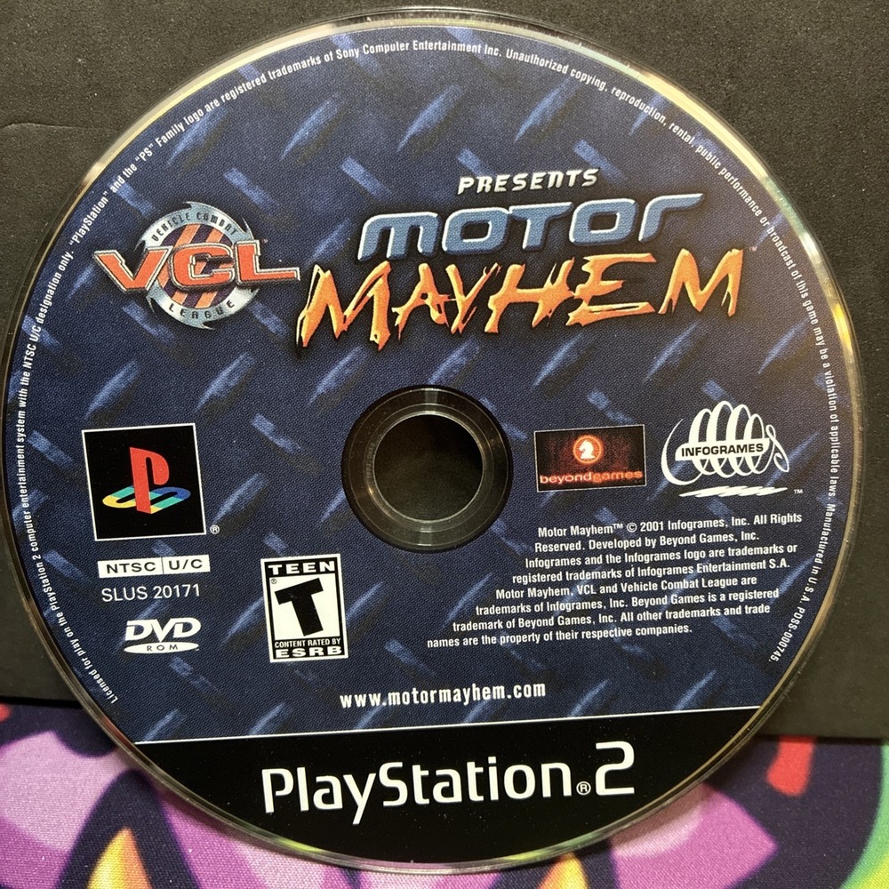 Motor Mayhem Vehicle Combat League Sony PlayStation 2 PS2 DISC ONLY TESTED WORKS